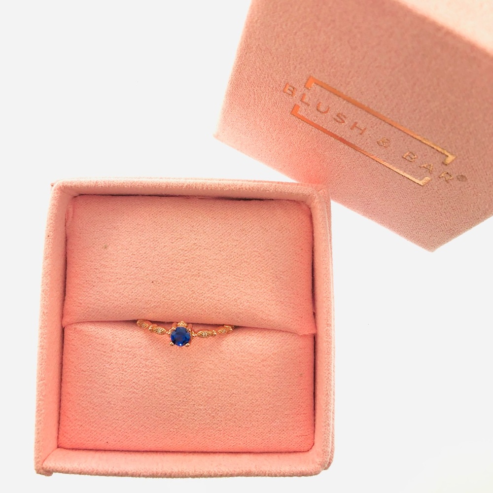 Women’s Blush & Bar Rose Gold and Blue Garen Ring